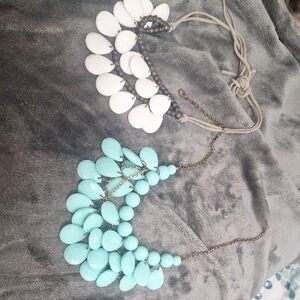 Elegant White and Turquoise Statement Necklace